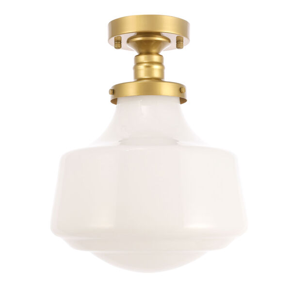 Lyle Brass 11-Inch One-Light Flush Mount with Frosted White Glass, image 5
