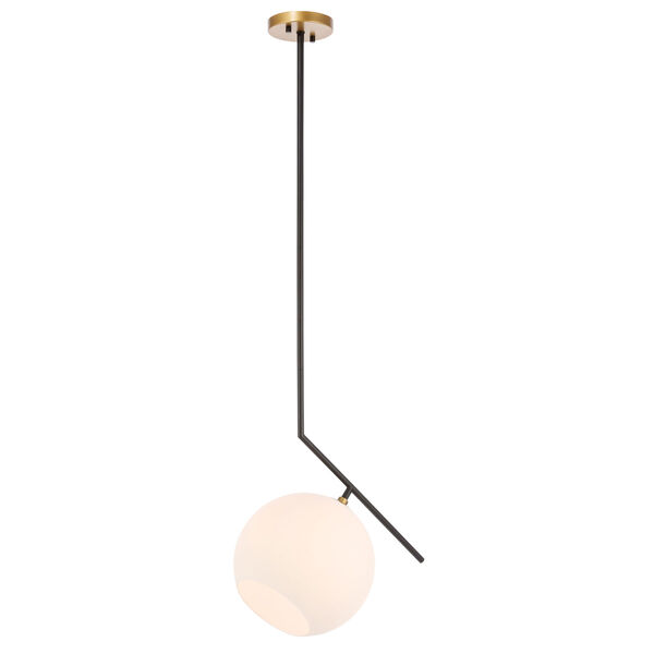 Ryland Black Brass 10-Inch One-Light Pendant with Frosted White Glass, image 5