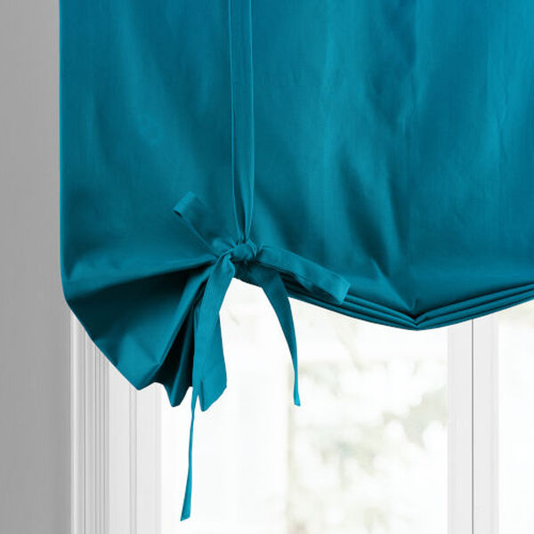 Capri Teal Solid Cotton Tie-Up Window Shade Single Panel, image 4