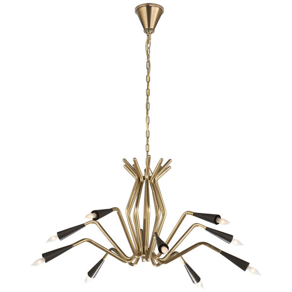 Thalia Staggered Chandelier in Hand-Rubbed Antique Brass by Barry Goralnick, image 1