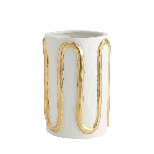White and Gold Serpentine Small Vase, image 1