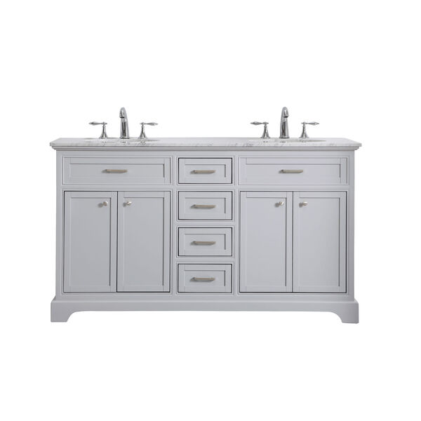 Americana Light Gray 60-Inch Vanity Sink Set, image 1