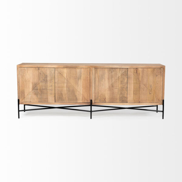 Cairo Brown and Black Solid Wood Four Door Sideboard, image 2