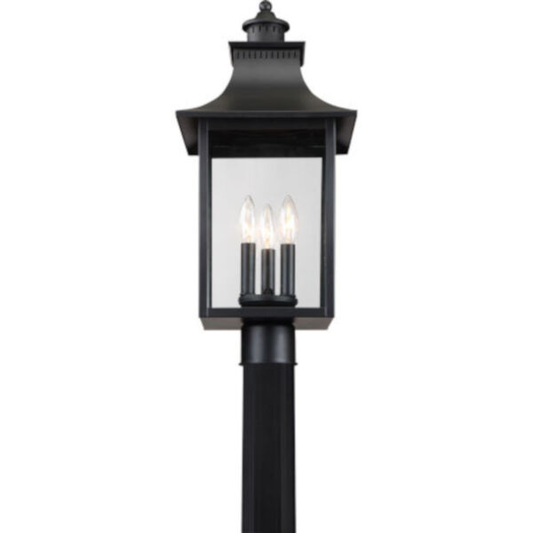 Bryant Black Three-Light Outdoor Post Mount with Clear Glass, image 5