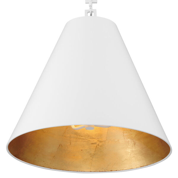 Alston Matte White and Antique Gold Three-Light Pendant Convertible to Semi-Flush Mount, image 5
