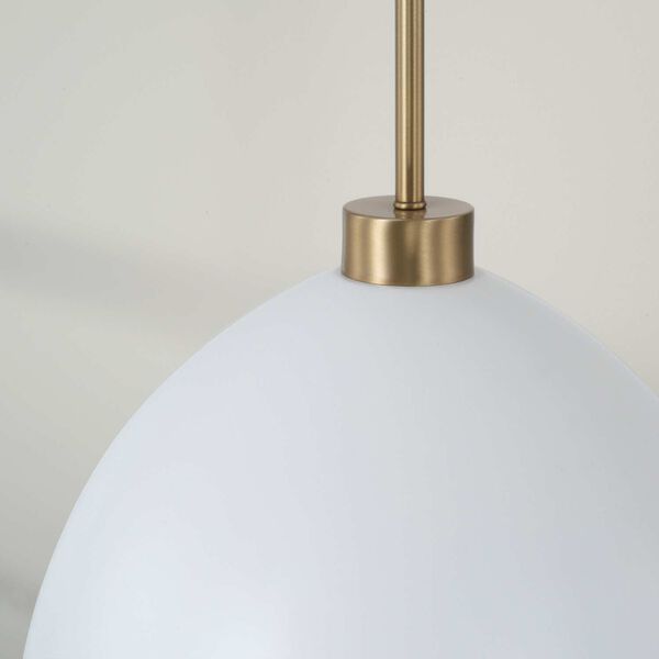 Ross Aged Brass and White One-Light Pendant, image 3