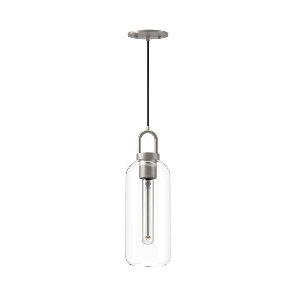 Soji Brushed Nickel Five-Inch One-Light Mini Pendant with Clear Glass, image 1