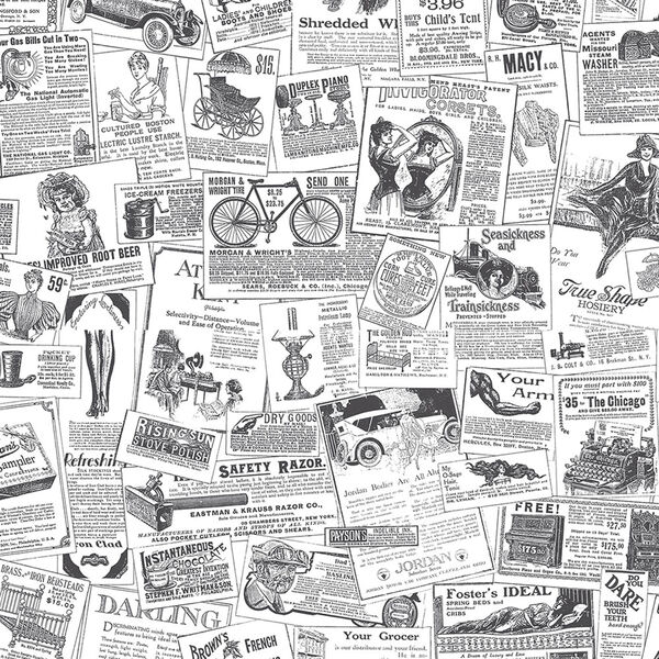 Black and White Newspaper Wallpaper, image 1