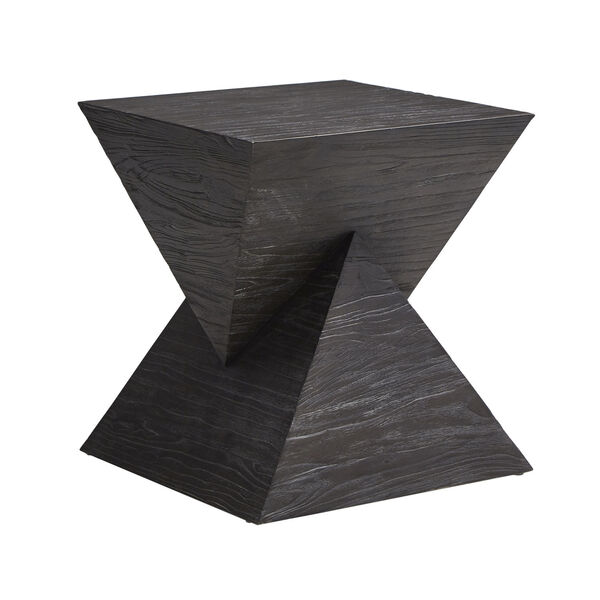Peyton Distressed Wood Double Triangular Prism End Table, image 1