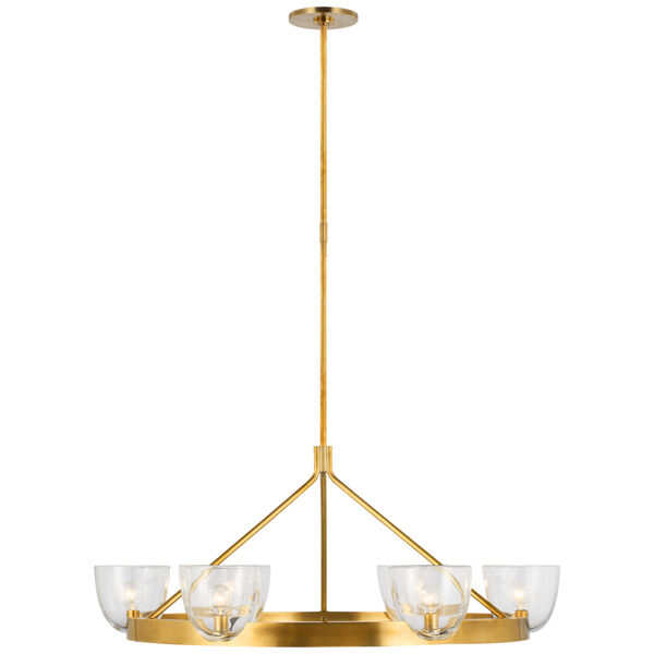 Carola Large Ring Chandelier in Hand-Rubbed Antique Brass with Clear Glass by AERIN, image 1