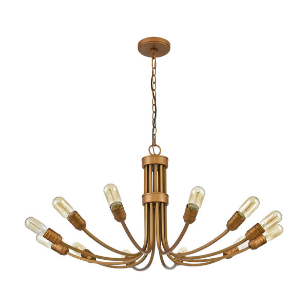 Conway Painted Aged Brass 12-Light Chandelier, image 2