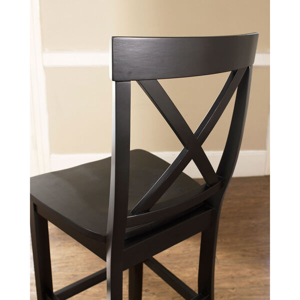 X-Back Bar Stool in Black Finish with 30 Inch Seat Height- Set of Two, image 4
