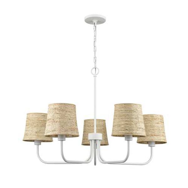 Abaca Textured White Five-Light Chandelier, image 2