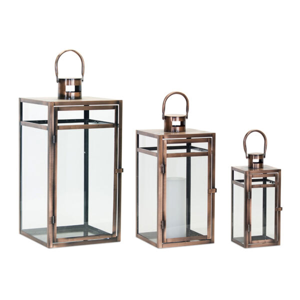 Copper and Black 10-Inch Lantern, Set of 3, image 1