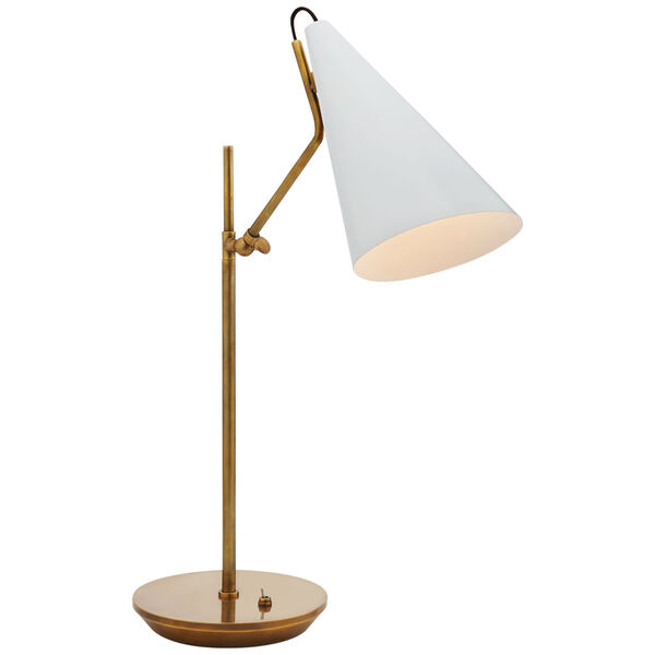 Clemente Table Lamp in Hand-Rubbed Antique Brass with White by AERIN, image 1