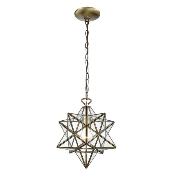 Moravian Star Antique Brass One-Light Pendant, image 1
