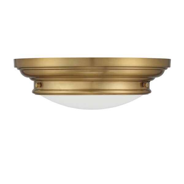 Whittier Natural Brass Two-Light Flush Mount with Round Glass, image 2