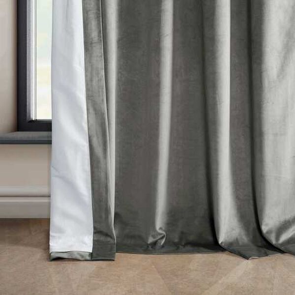 Grey Plush Velvet Single Panel Curtain 50 x 96, image 9