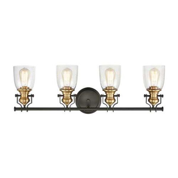 Chadwick Oil Rubbed Bronze and Satin Brass 32-Inch Four-Light Bath Vanity, image 4