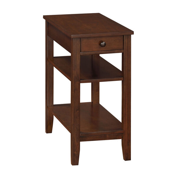 Brown American Heritage One Drawer Chairside End Table with Charging Station and Shelves, image 1
