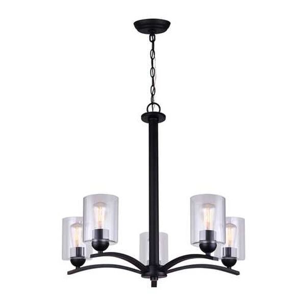 Hampton Matte Black Chandelier with Clear Glass, image 1