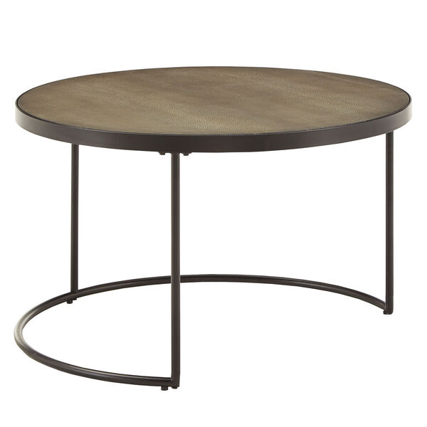 Dublin Black Round Nesting Coffee Table with Faux Stingray Top, image 2