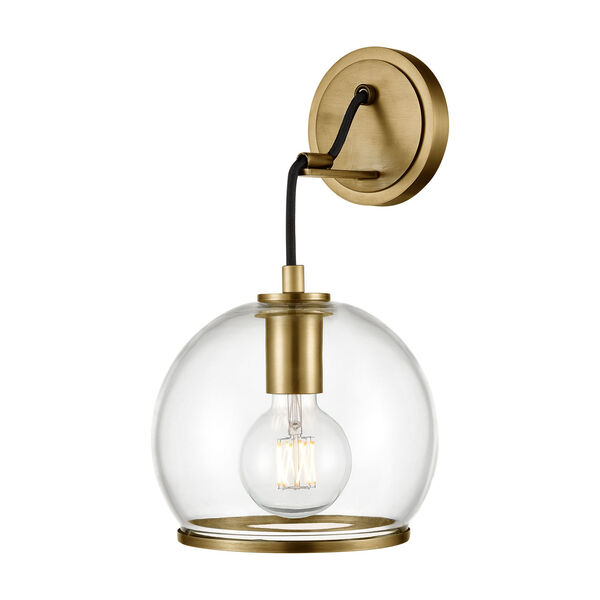 Coast Vintage Brass One-Light Wall Sconce with Clear Glass, image 1