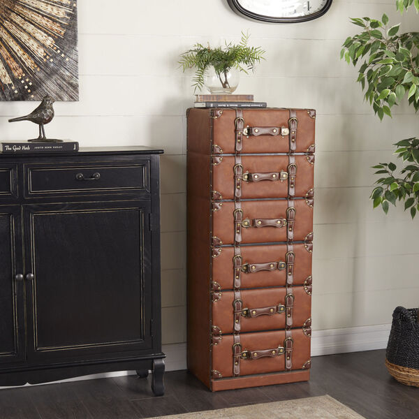 Tan Leather and Wood Chest, image 4