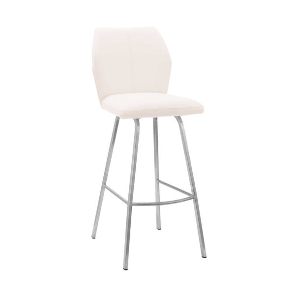 Tandy Brushed Stainless Steel White Counter Stool, image 1