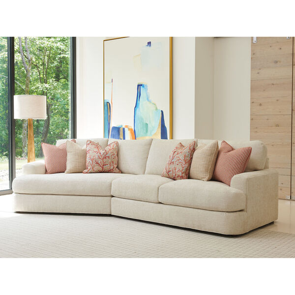 Palm Desert White and Brown Four-Seater Lansing Sectional, image 3