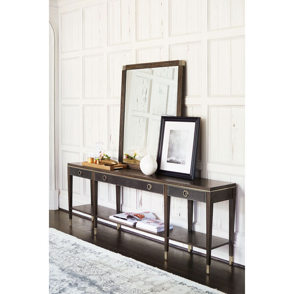 Burnished Brass 84 Inch Console Table, 84 Inch Console Table With Stools