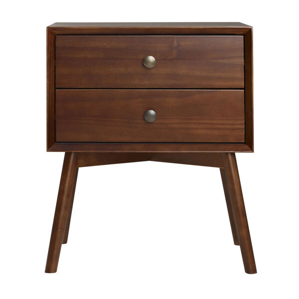 Brown Two Drawer Nightstand, image 2