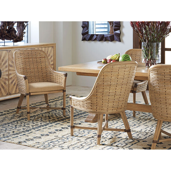 Los Altos Gold and Beige Keeling Woven Side Chair, image 3