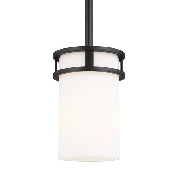 Robie Midnight Black One-Light Mini Pendant with Etched White Inside Shade, image 2