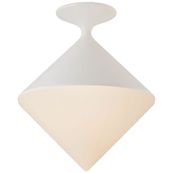 Sarnen Small Flush Mount in Matte White with White Glass by AERIN, image 1