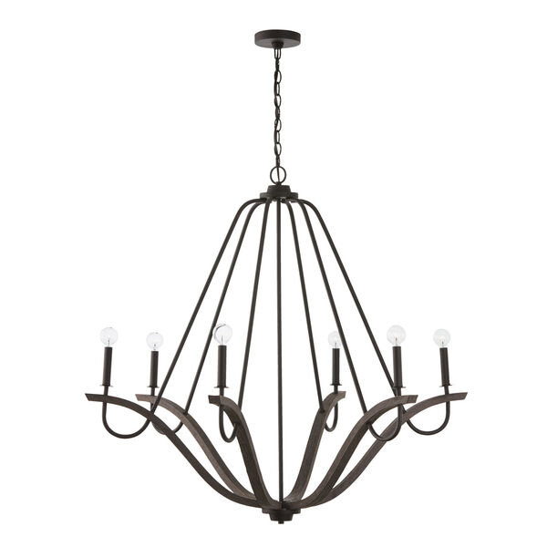 Clive Carbon Grey and Black Iron Six-Light Chandelier, image 1