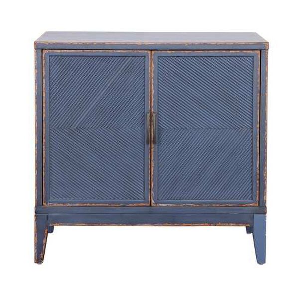 Levy Distressed Blue Cabinet with Two Doors, image 2