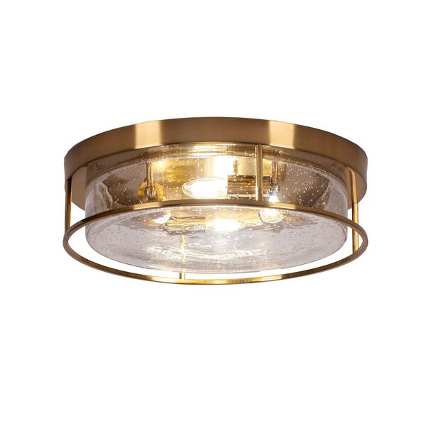 Any New Age Brass 18-Inch Four-Light Round Flush Mount with Clear Bubble Glass, image 1