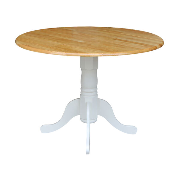 Round Dual Drop Leaf White and Natural Table, image 6