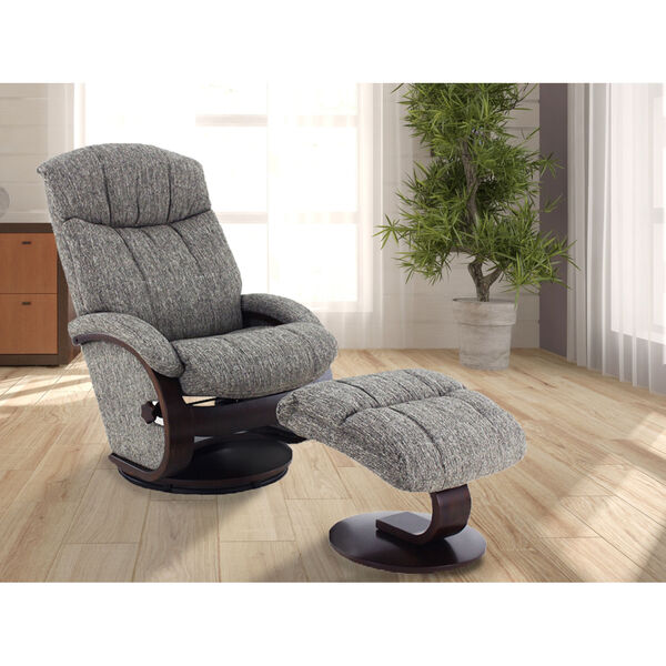Selby Alpine Black Gray Graphite Fabric Manual Recliner with Ottoman, image 1