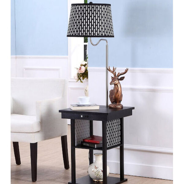 Madison Black LED Floor Lamp with Pattern Shade, image 5