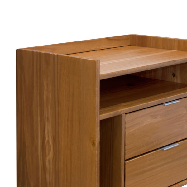 Caramel Solid Wood Two-Drawer Nightstand, image 7
