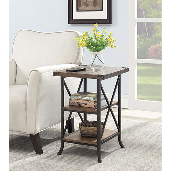Brookline Driftwood End Table with Brown Frame, image 1