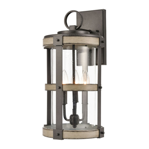 Crenshaw Anvil Iron and Distressed Antique Graywood Three-Light Outdoor Wall Sconce, image 3