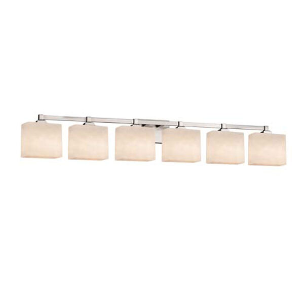 Clouds - Regency Brushed Nickel Six-Light LED Bath Bar with Rectangle Clouds Shade, image 1
