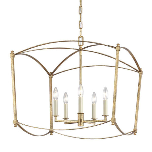 Thayer Antique Gold Five-Light 23-Inch Chandelier, image 2