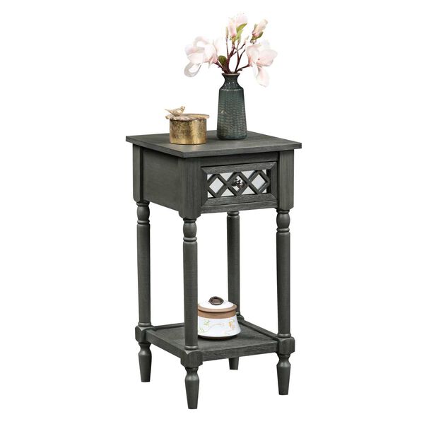 Khloe French Country Wirebrush Dark Gray  Deluxe One Drawer End Table with Shelf, image 1