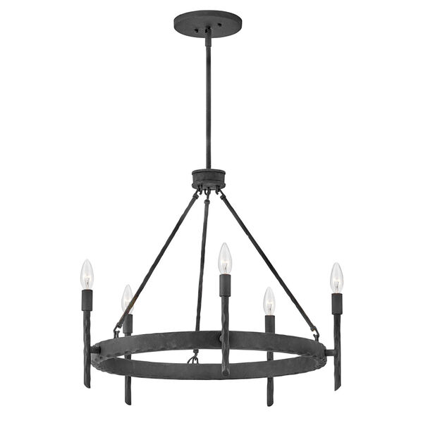 Tress Forged Iron Five-Light Chandelier, image 1
