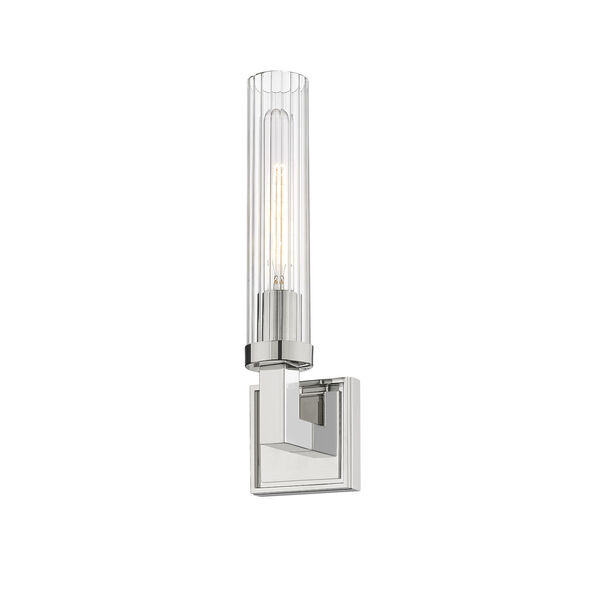 Beau Polished Nickel One-Light Wall Sconce with Clear Glass Shade, image 5