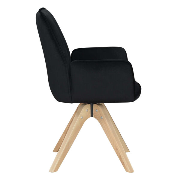 Miranda Velvet Black Natural Wood Accent Chair, image 4